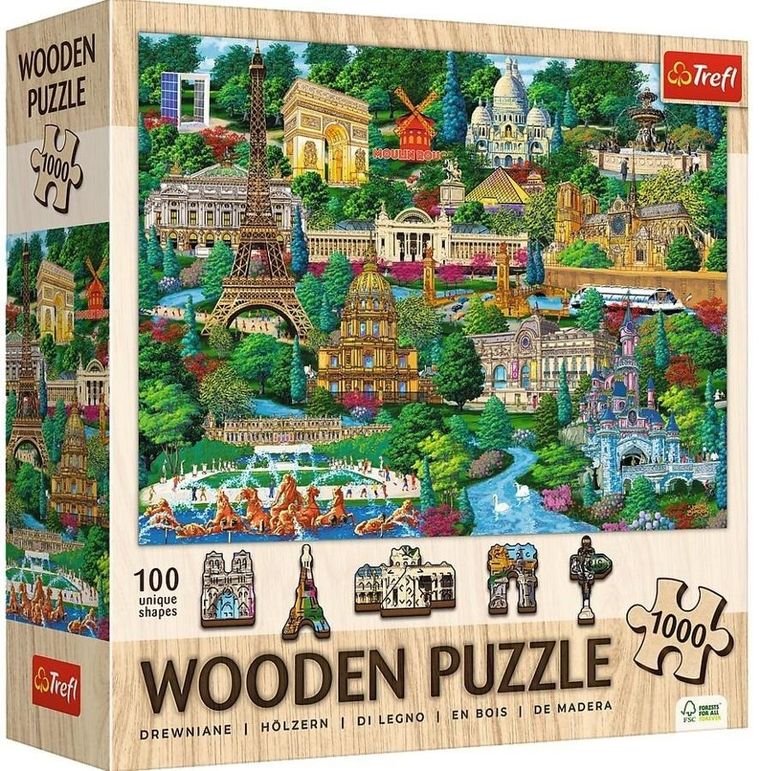Trefl, Francja znane miejsca, Puzzle drewniane, 1000 elementów