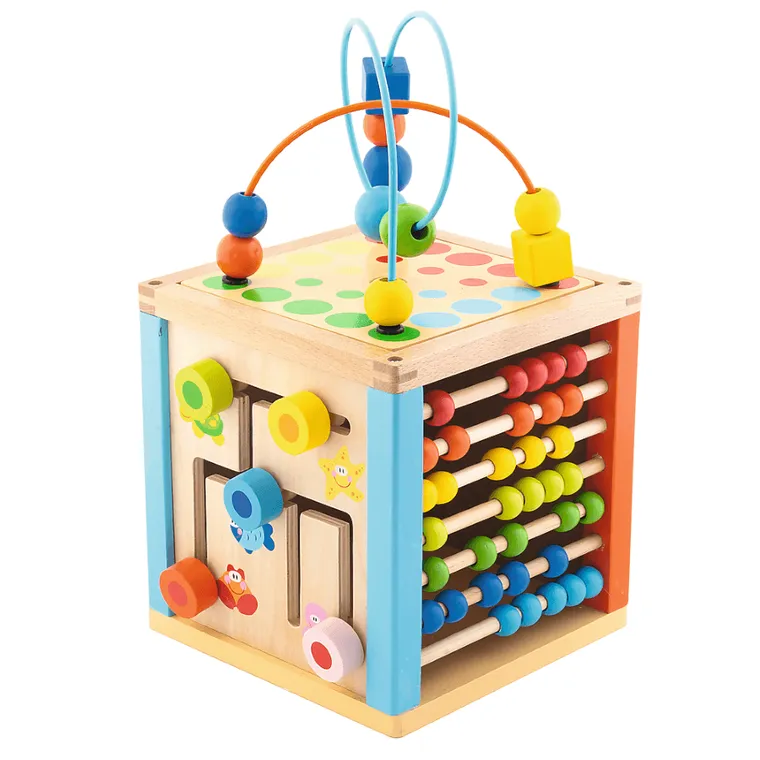 Trefl, Franek Sześcianek, kostka aktywności, drewniana zabawka edukacyjna