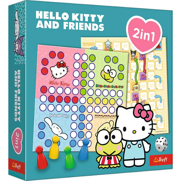 Trefl, Hello Kitty, Chińczyk + Węże i drabiny, gry familijne 2w1