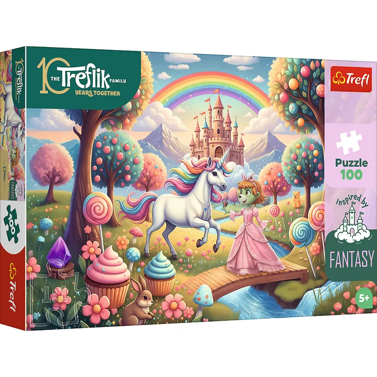Trefl, Inspired By Fantasy, Rodzina Treflików, Jednorożec w słodyczolandii, puzzle, 100 elementów