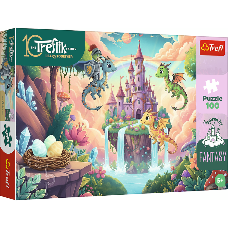 Trefl, Inspired By Fantasy, Rodzina Treflików, Rycerz Treflik i smoki, puzzle, 100 elementów