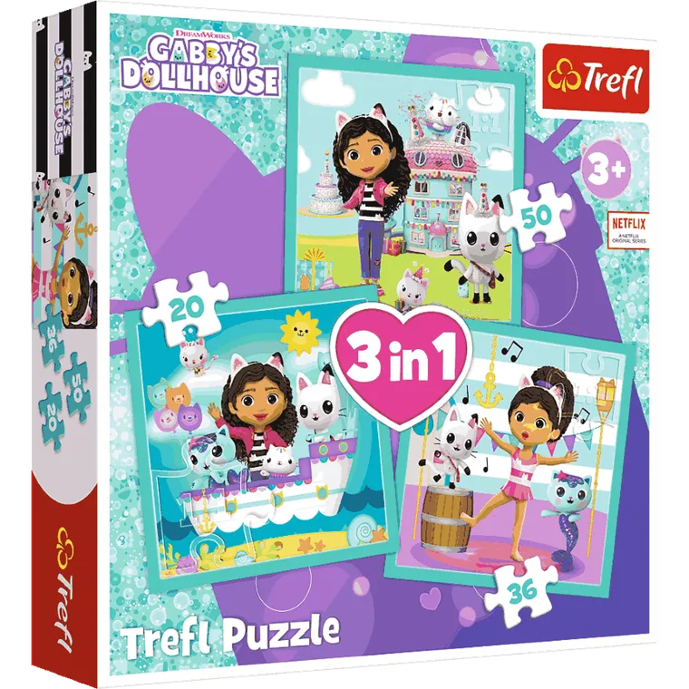 Trefl, Koci Domek Gabi, Aktywności Gabby, puzzle 3w1