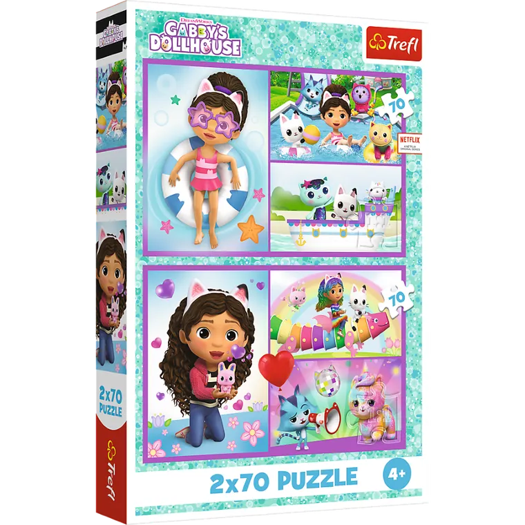 Trefl, Koci Domek Gabi, Baw się z Gabby, puzzle, 2-70 elementów