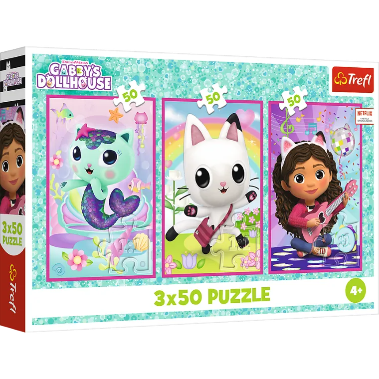 Trefl, Koci Domek Gabi, Poznajcie Gabby i kotki, puzzle, 3-50 elementów