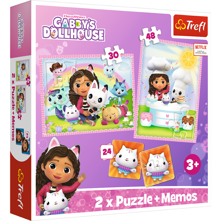 Trefl, Koci Domek Gabi, puzzle 2w1 + memos