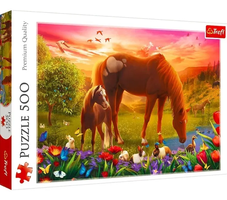 Trefl, Konie na łące, puzzle, 500 elementów