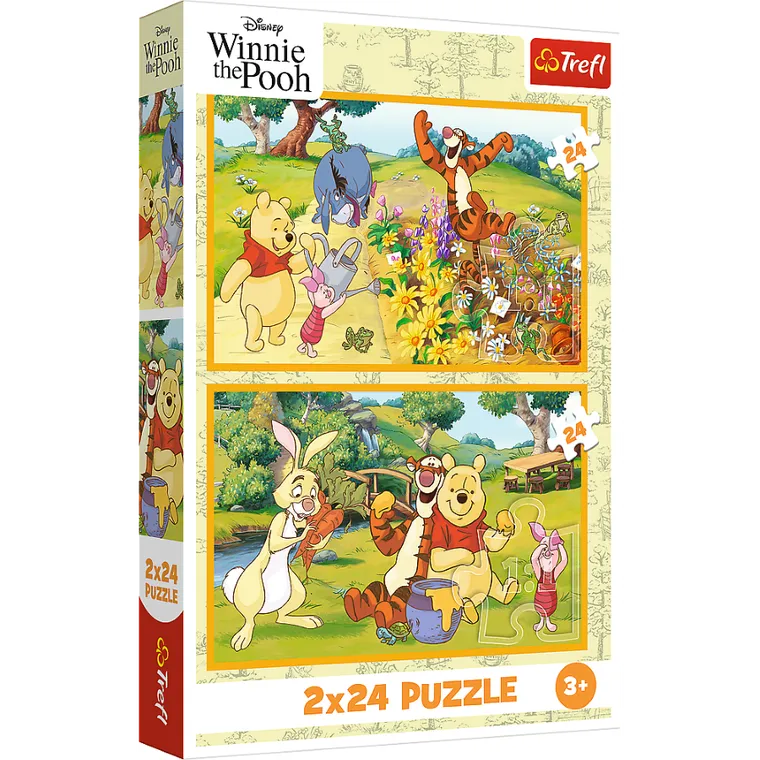 Trefl, Kubuś Puchatek, Dzień w ogrodzie, puzzle, 2-24 elementów