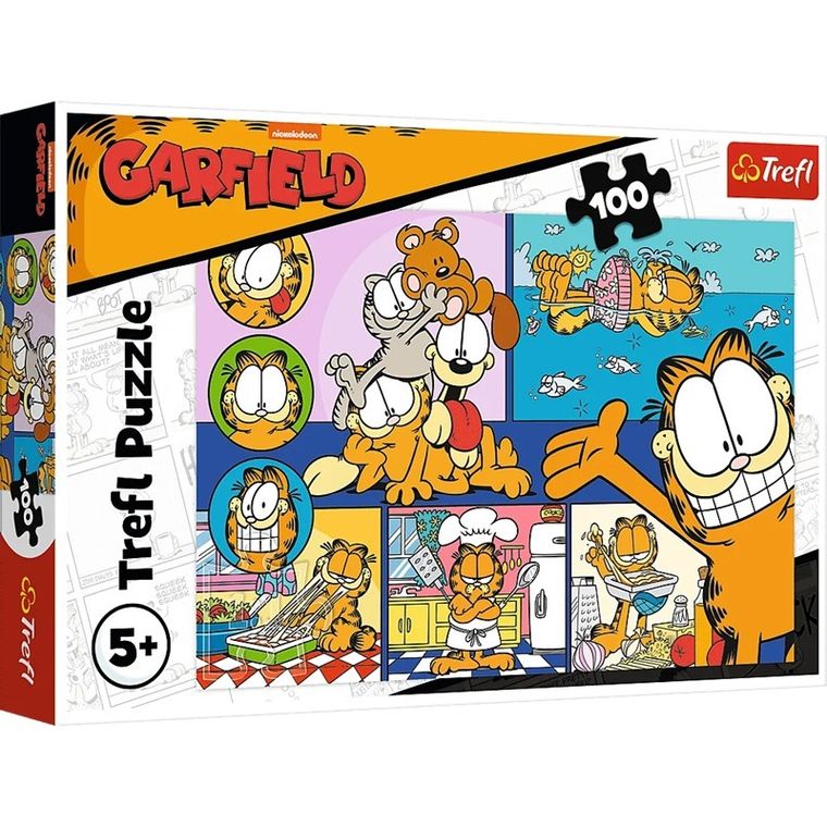 Trefl, Leniwy Garfield, puzzle, 100 elementów