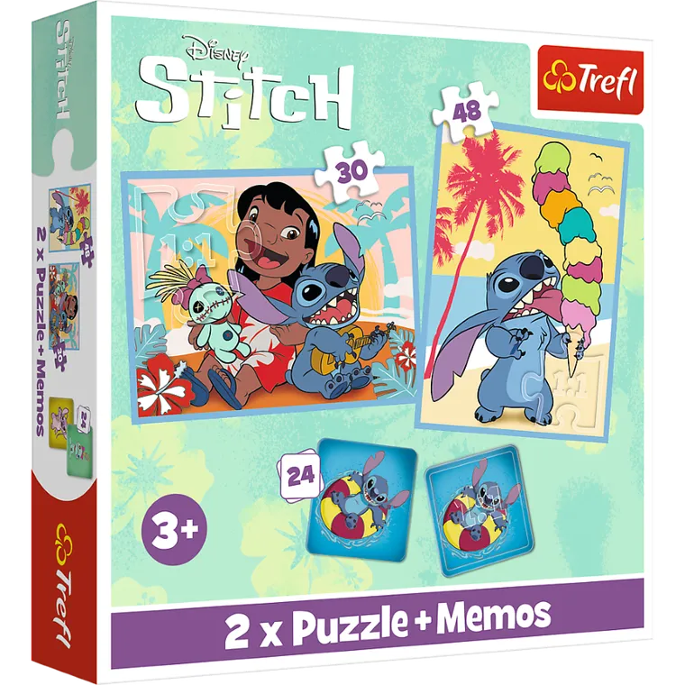 Trefl, Lilo i Stitch, puzzle, 2w1 + memos, gra pamięciowa