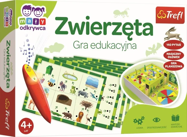 Trefl, Mały Odkrywca, Magiczny ołówek, Zwierzęta, gra edukacyjna