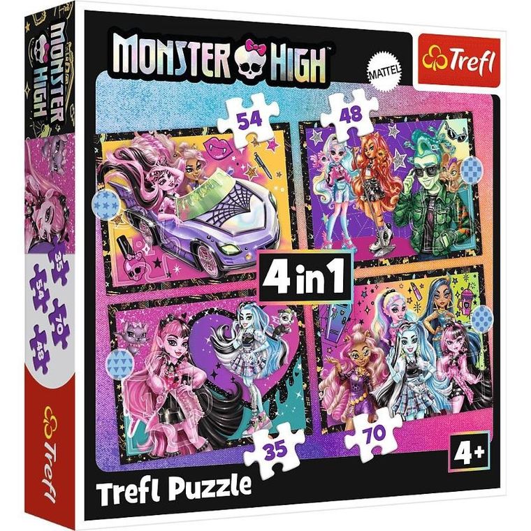 Trefl, Monster High, Elektryzujący dzień, puzzle 4w1, 207 elementów