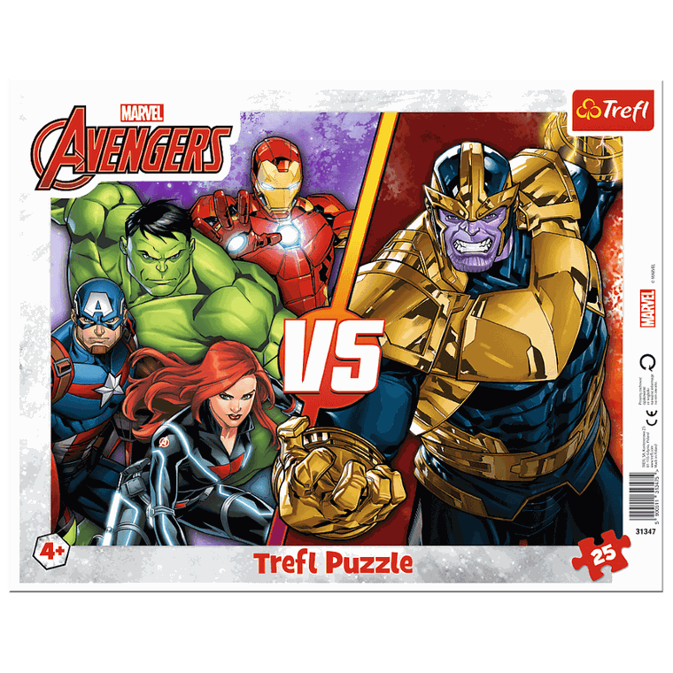 Trefl, Niezwyciężona drużyna Avengers, puzzle ramkowe, 25 elementów