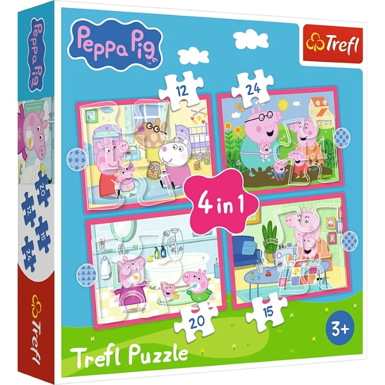 Trefl, Peppa uwielbia przygody, puzzle 4w1