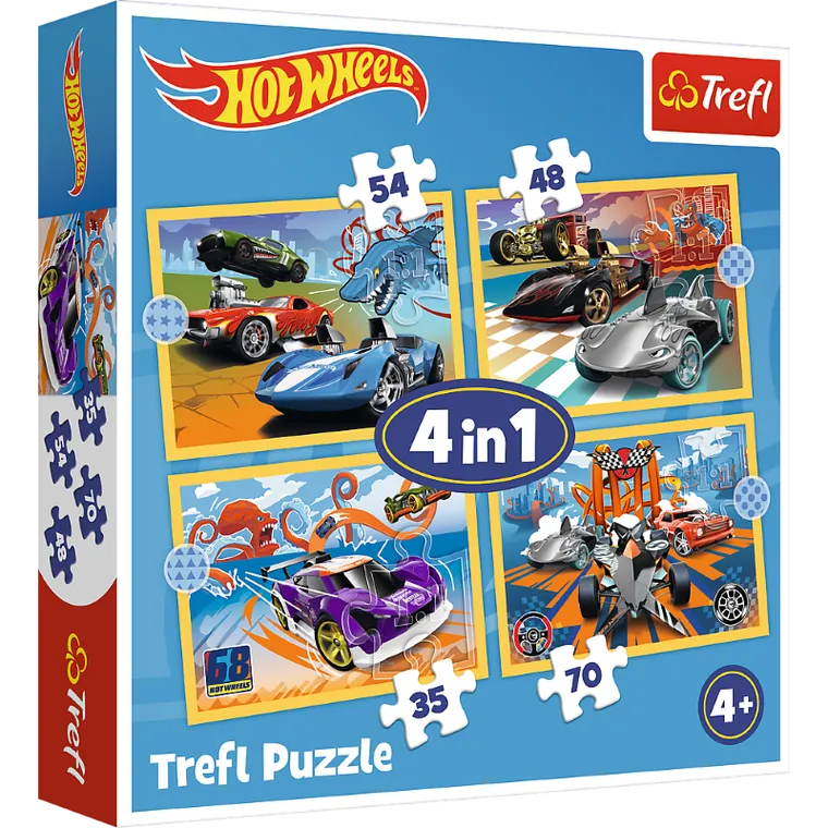 Trefl, Pojazdy Hot Wheels, puzzle 4w1