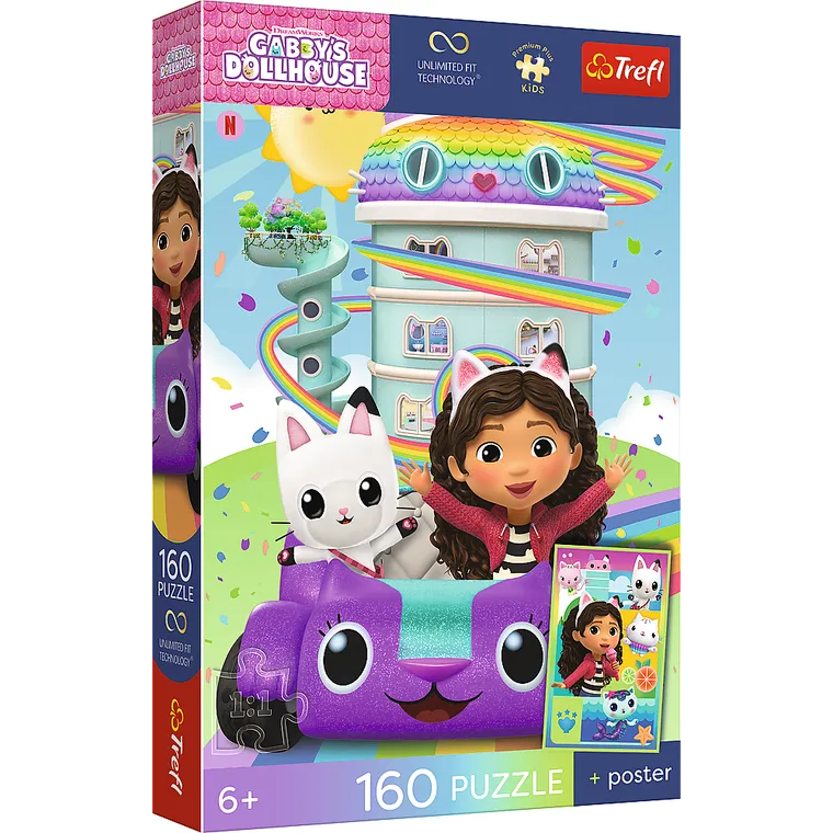 Trefl, Premium Plus Kids, Koci Domek Gabi, Piękna Gabby, puzzle, 160 elementów