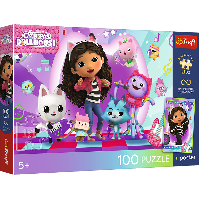 Trefl, Premium Plus Kids, Koci Domek Gabi, puzzle, 100 elementów