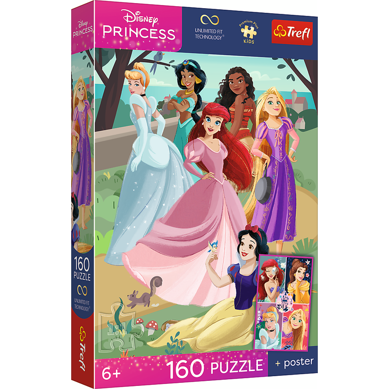Trefl, Premium Plus Kids, Księżniczki Disneya, Czarujące przyjęcie, puzzle, 160 elementów