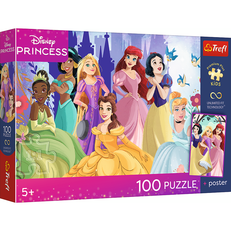 Trefl, Premium Plus Kids, Księżniczki Disneya, Relaks z księżniczkami, puzzle, 100 elementów