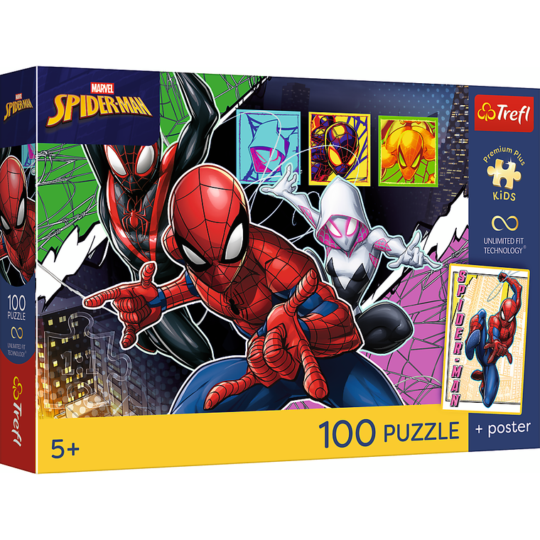 Trefl, Premium Plus Kids, Spider-Man, Bohaterski pająk, puzzle, 100 elementów
