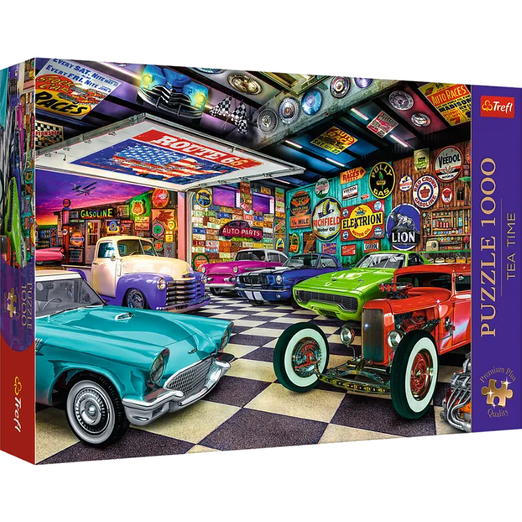 Trefl, Premium Plus, Tea Time, Garaż kolekcjonera samochodów, puzzle, 1000 elementów