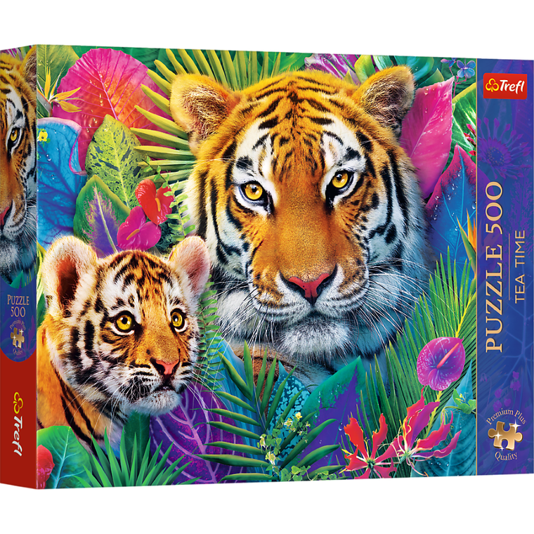 Trefl, Premium Plus, Tea Time, Tygrysy w dżungli, puzzle, 500 elementów