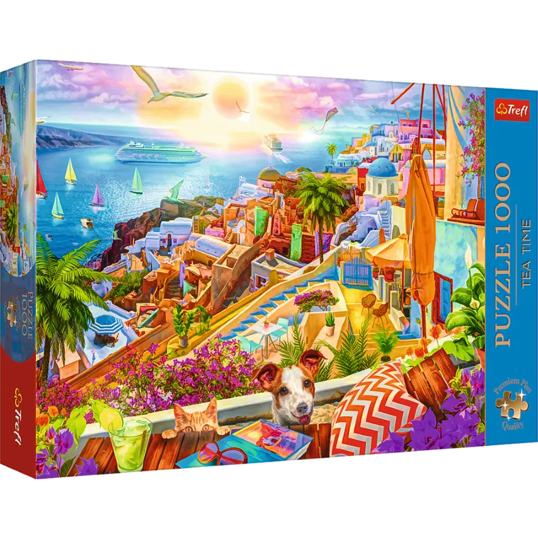 Trefl, Premium Plus, Tea Time, Z wizytą na Santorini, puzzle, 1000 elementów