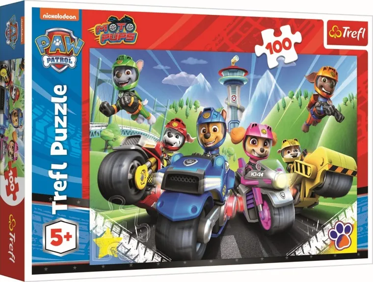 Trefl, Psi Patrol na motorach, puzzle, 100 elementów