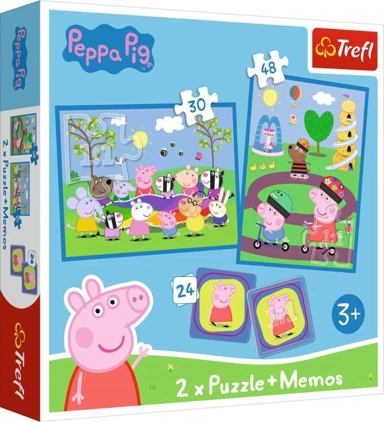 Trefl, Radosne chwile ze Świnką Peppą, puzzle, memos, 2w1