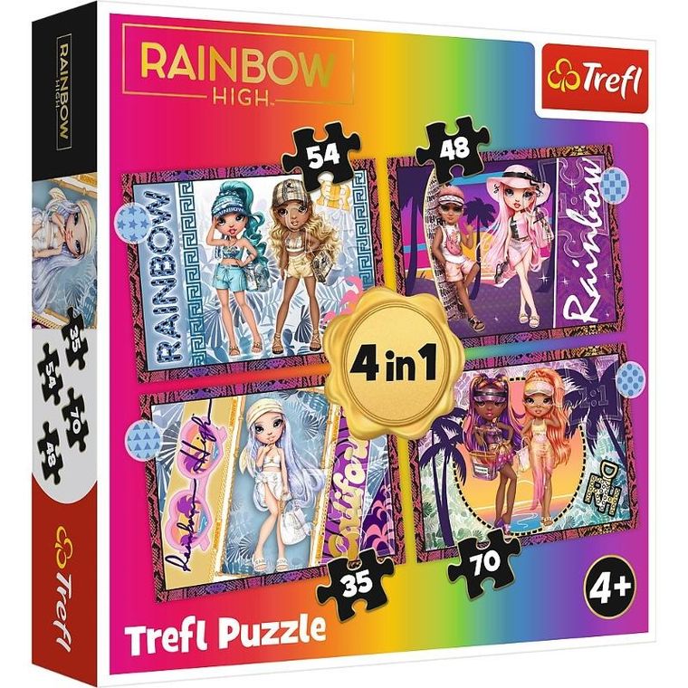 Trefl, Rainbow high, Modne laleczki, układanki 4w1