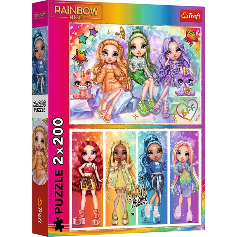 Trefl, Rainbow High, Tęczowe lalki, puzzle, 2-200 elementów