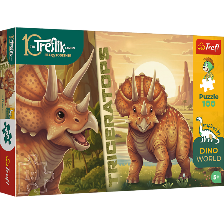 Trefl, Rodzina Treflików, Inspired By Dino World, Triceratops, puzzle, 100 elementów