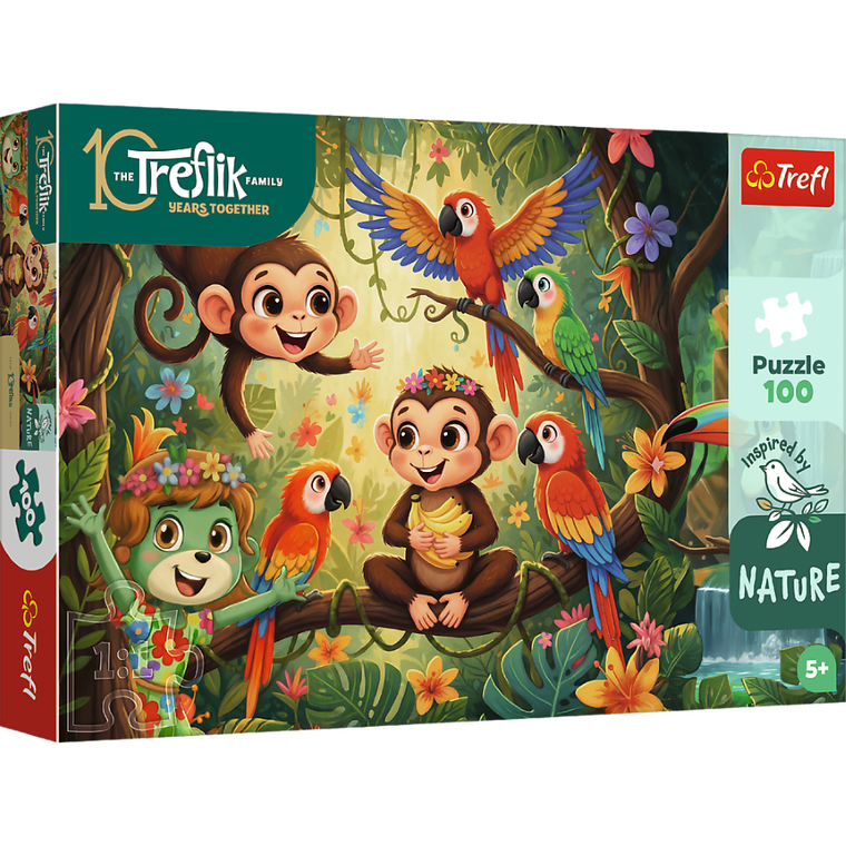 Trefl, Rodzina Treflików, Inspired By Nature, Małpki i przyjaciele, puzzle, 100 elementów