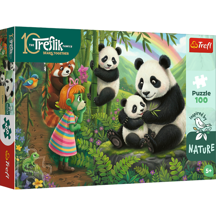 Trefl, Rodzina Treflików, Inspired By Nature, Pandy, puzzle, 100 elementów