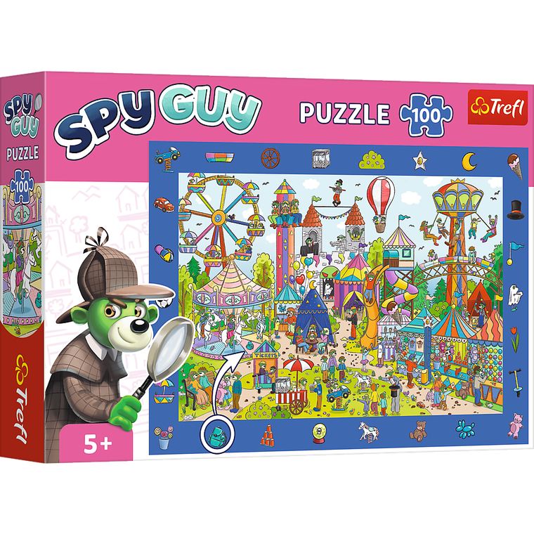 Trefl, Rodzina Treflików, Spy Guy, Wesołe miasteczko, puzzle obserwacyjne, 100 elementów