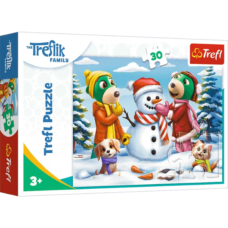 Trefl, Rodzina Treflików, Zimowe zabawy Treflików, puzzle, 30 elementów