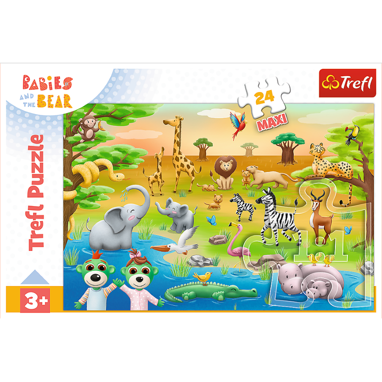 Trefl, Rodziny Treflików, Bobaski i zwierzęta, puzzle maxi, 24 elementy