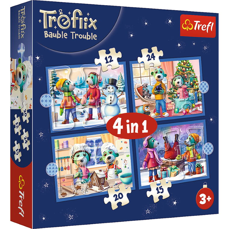 Trefl, Rodziny Treflików, U Treflików pada śnieg, puzzle 4w1