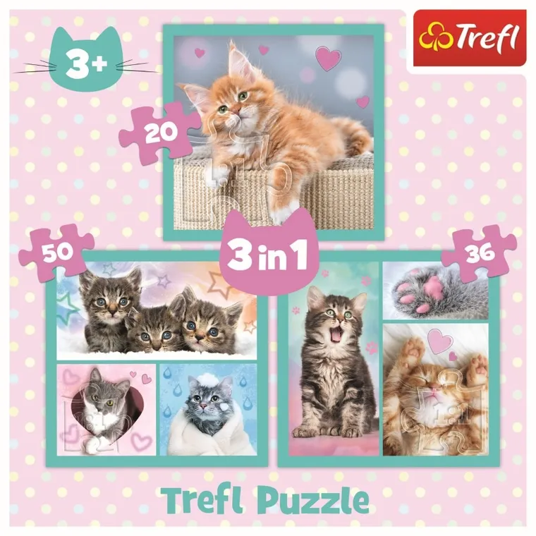 Trefl, Słodkie zwierzaki, puzzle 3w1
