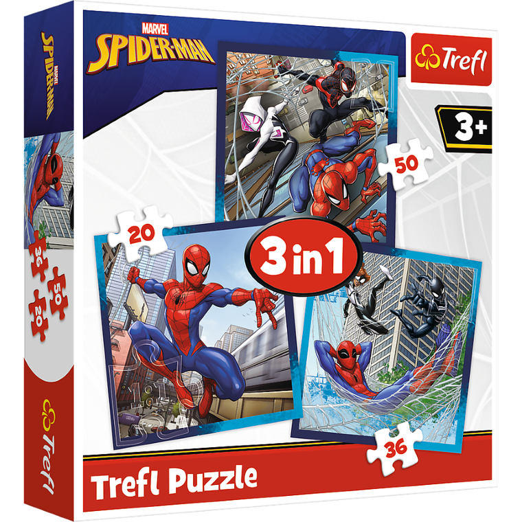 Trefl, Spider-Man, Pajęczy przyjaciel, puzzle 3w1, 106 elementów