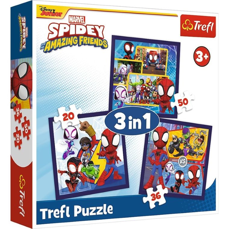 Trefl, Spidey i super-kumple, Pająki i dinozaury, puzzle 3w1