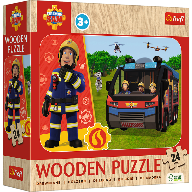 Trefl, Strażak Sam, Niesamowity Strażak, puzzle drewniane, 24 elementy