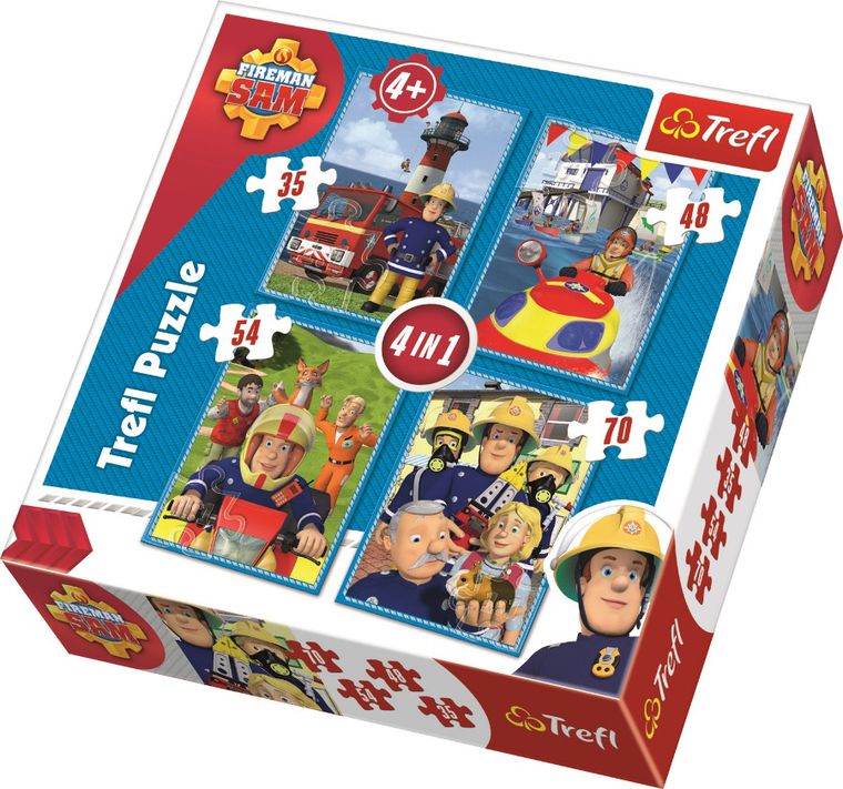 Trefl, Strażak Sam, puzzle 4w1, 207 elementów