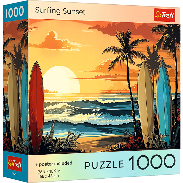 Trefl, Surfing Sunset, USA, puzzle, 1000 elementów