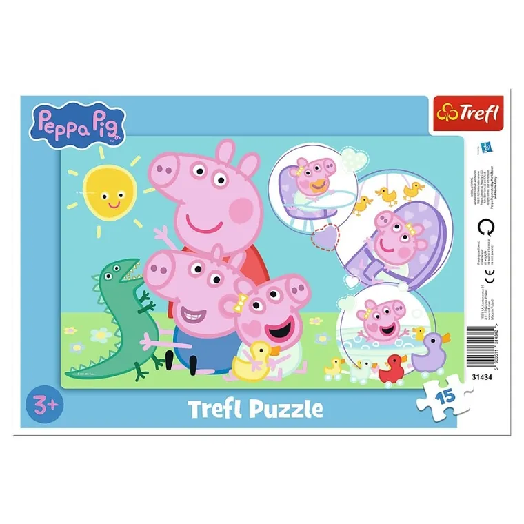 Trefl, Świnka Peppa, Najmilsza świnka, puzzle ramkowe, 15 elementów