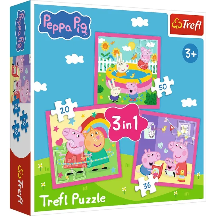 Trefl, Świnka Peppa, Peppa i przyjaciele, puzzle 3w1