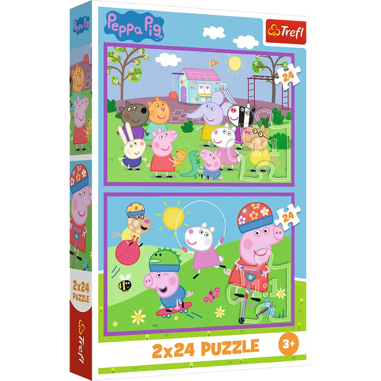 Trefl, Świnka Peppa, Peppa na placu zabaw, puzzle, 2-24 elementów