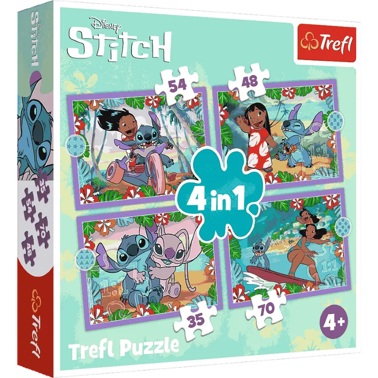 Trefl, Szalony dzień Lilo i Stitch, puzzle, 4w1