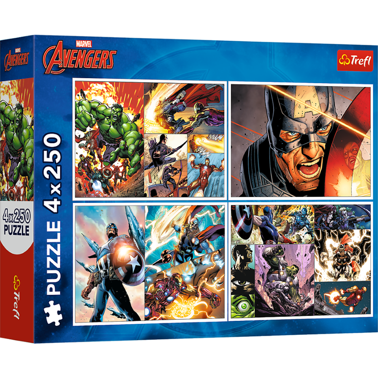 Trefl, The Avengers, Bohaterskie dni, puzzle, 4-250 elementów