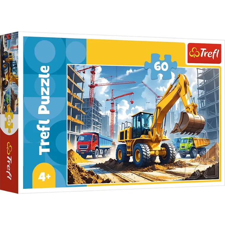 Trefl, Traktor koparko-ładowarka, puzzle, 60 elementów