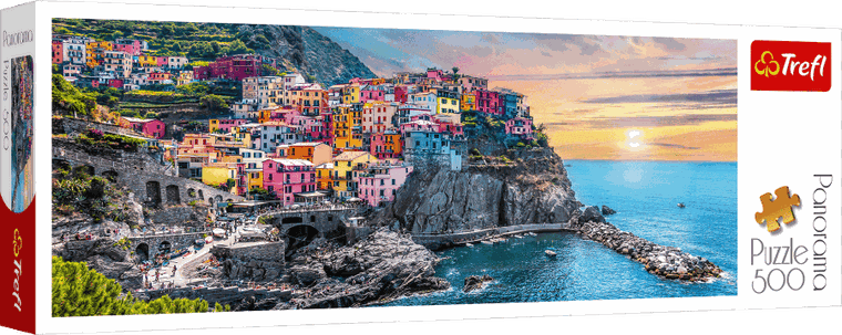 Trefl, Vernazza o zachodzie słońca, Włochy, puzzle panorama, 500 elementów